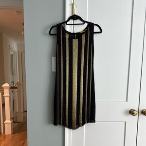 Alice + Olivia Black and Gold Beaded Mini Dress